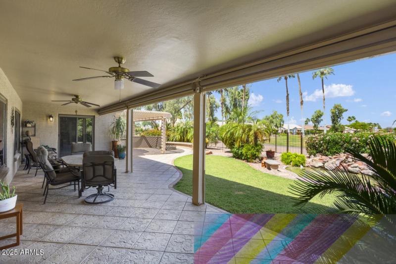 Covered patio remote blinds