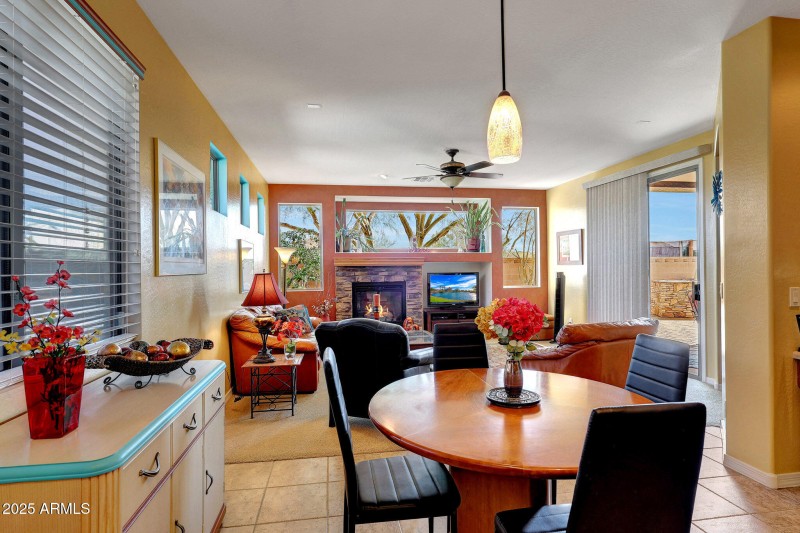 Great dining view of f/p