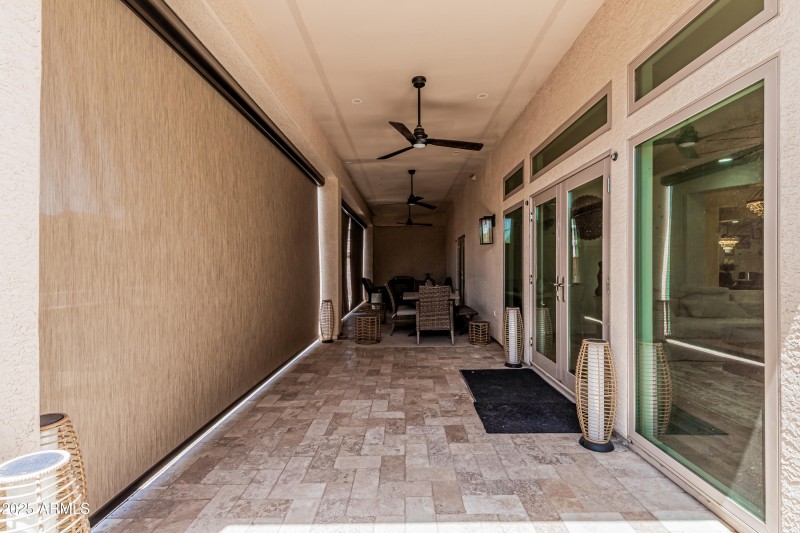 Patio with full length automated blinds_