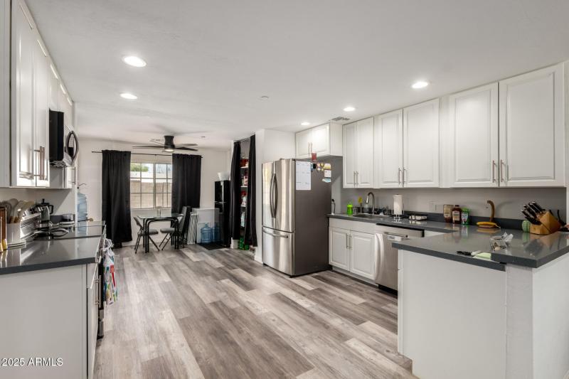 Kitchen with stainless steel appliances