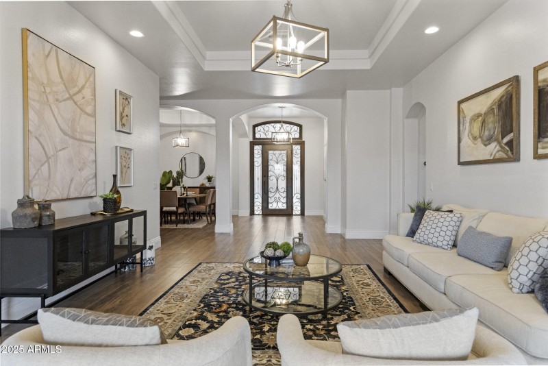 Tray Ceiling and Designer Lighting