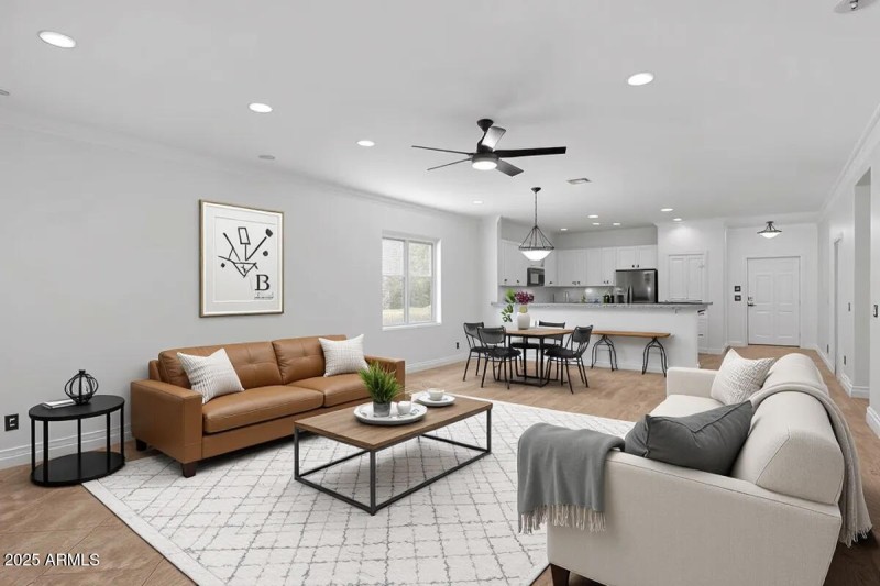 Great Room - Kitchen staged