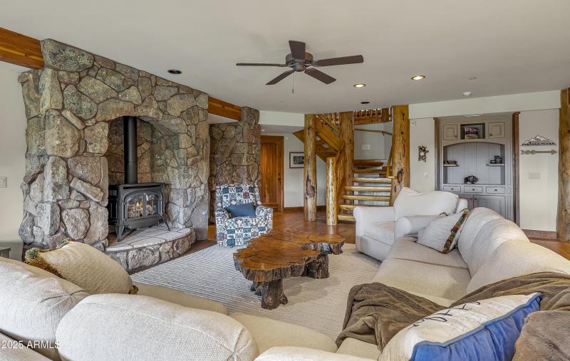 Gas fireplace lower level