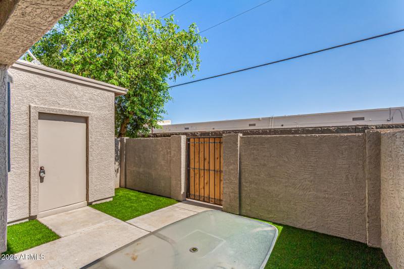 Private front patio and storage