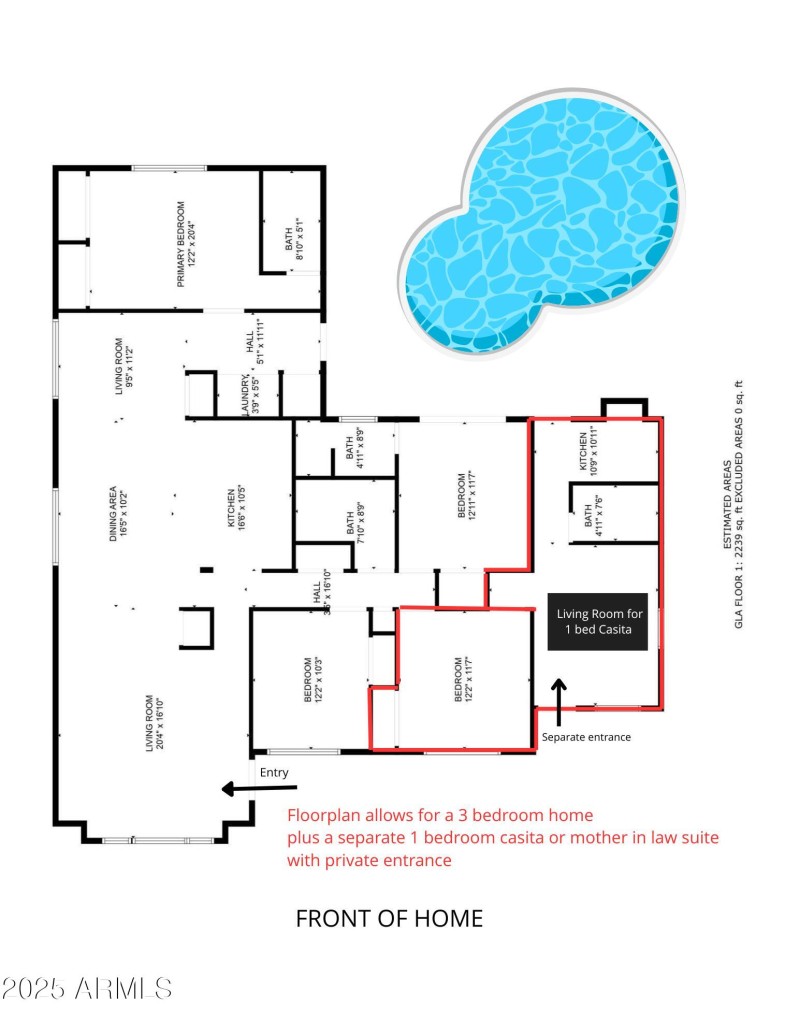 Floorplan showing casita