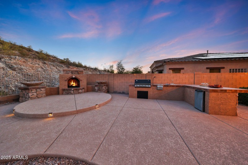 Solar Lit Patio and Cozy Fireplace