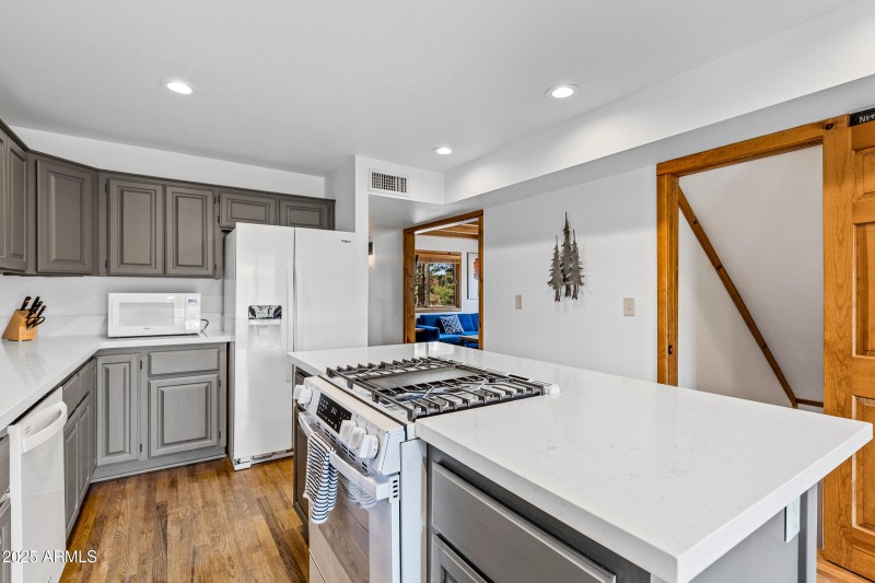 Kitchen with access to lower level
