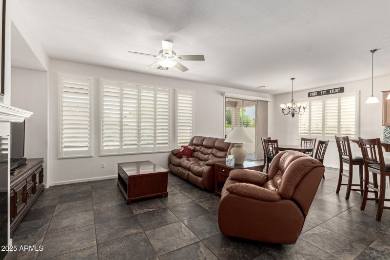 Great Room with Plantation Shutters