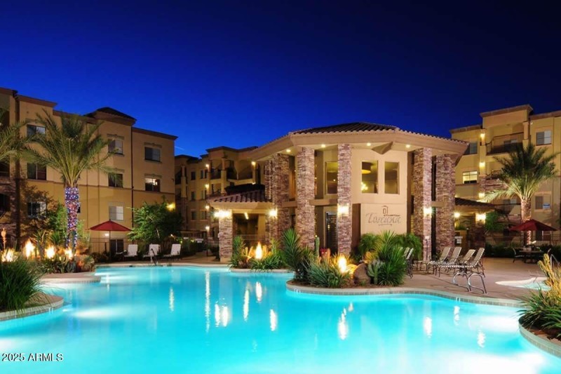 Resort-Style Pool After Dark