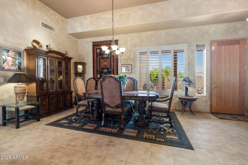Dining area with view of courtyard