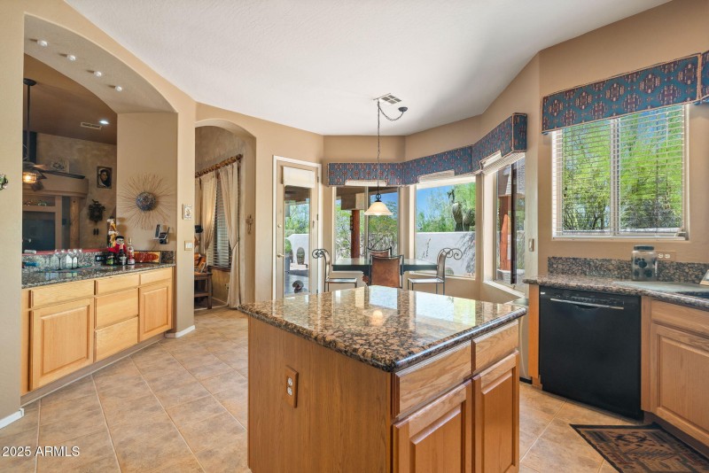 Kitchen with outside views