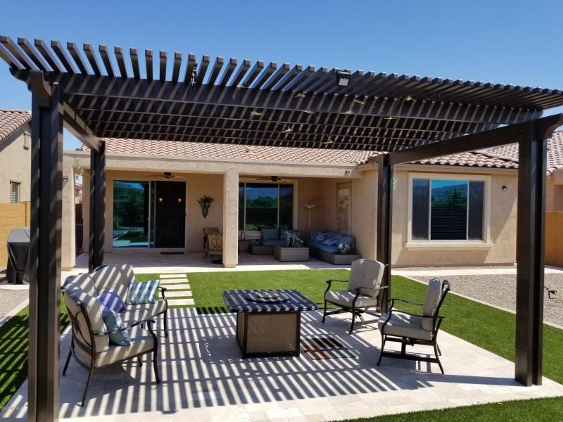 Matthew backyard sitting area with fire