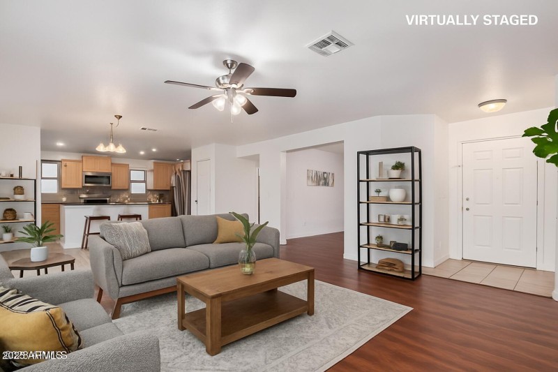 Virtually staged living room