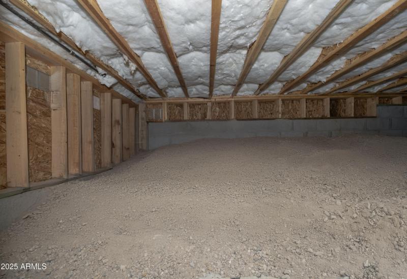 Crawl space storage area downstairs