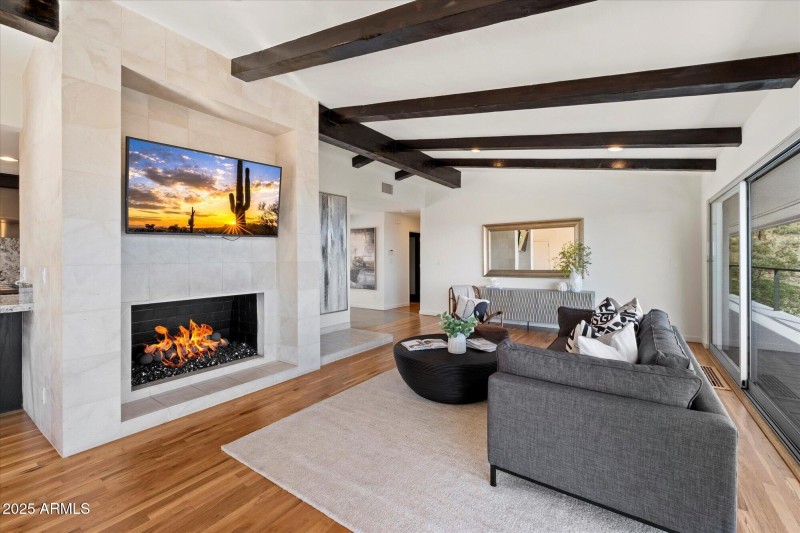 Fireplace and Entertainment Area
