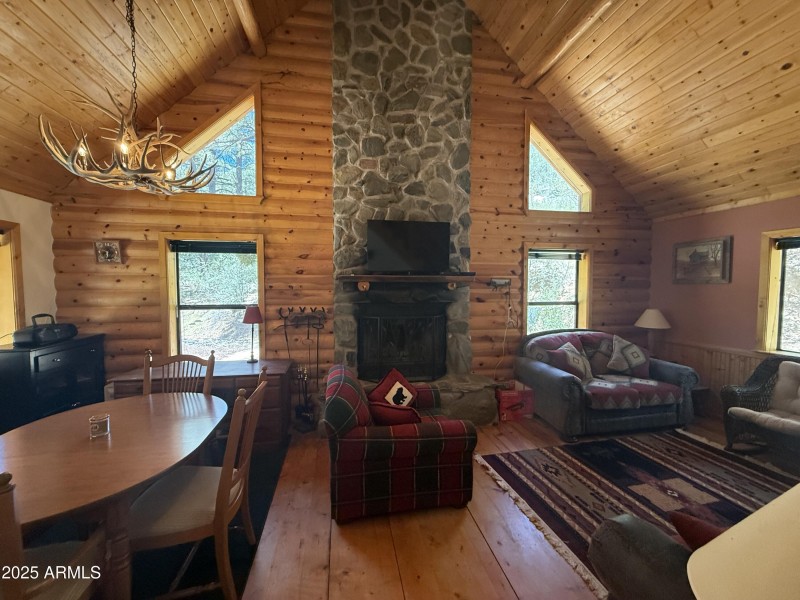 Stone fireplace