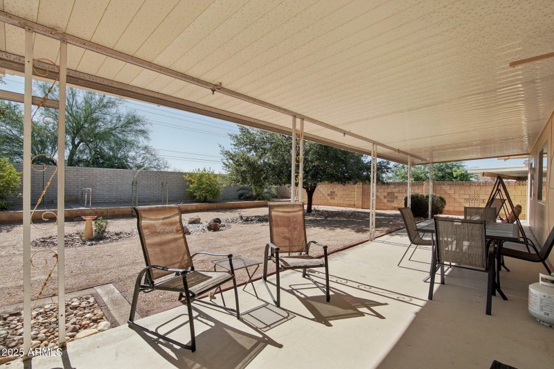 Back patio. fenced in back yard