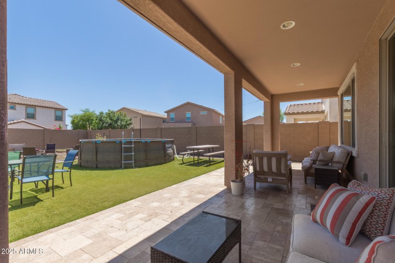 Extended Covered Patio with Travertine