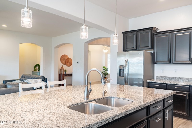 granite counters, espresso cabinets