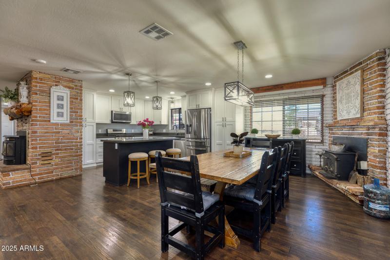 Dining room and kitchen