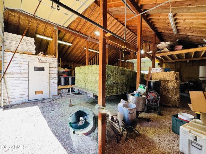 Inside barn