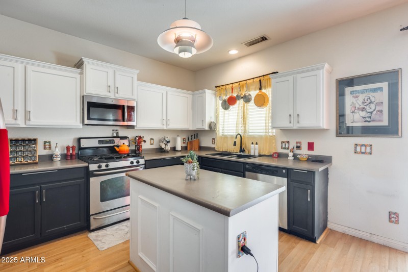 Kitchen and island