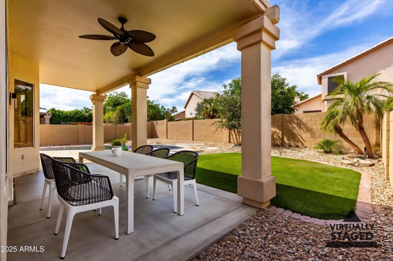 Virtually Staged Covered Patio area