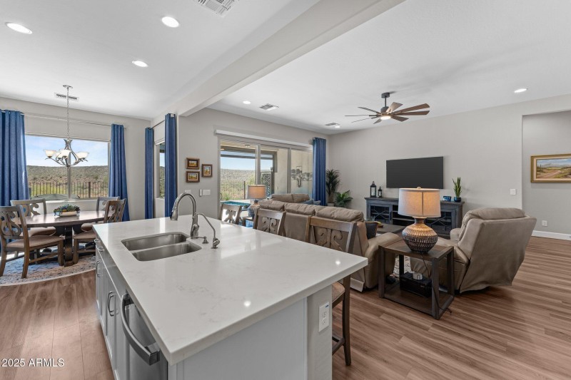 view from kitchen to great room