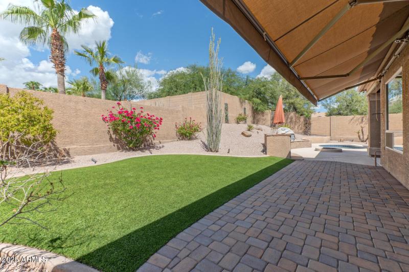 Shade Awning, Pavers and Artificial Turf
