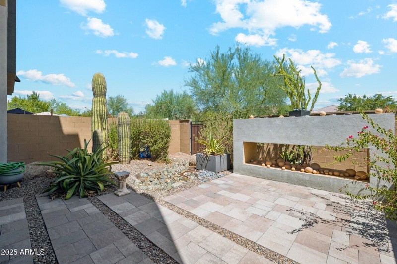 Custom landscape in backyard