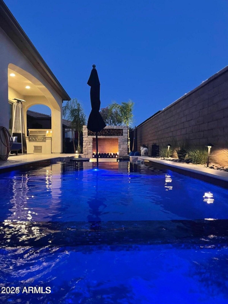 Backyard at dusk