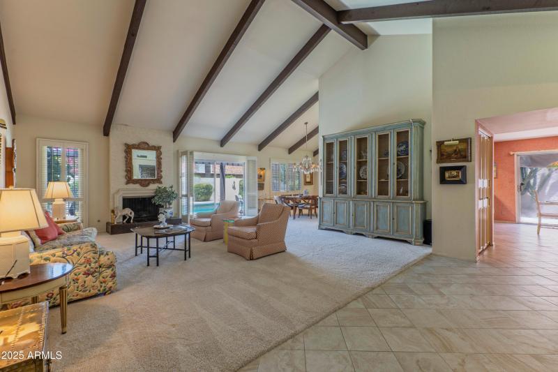 Huge living room with soaring ceiling