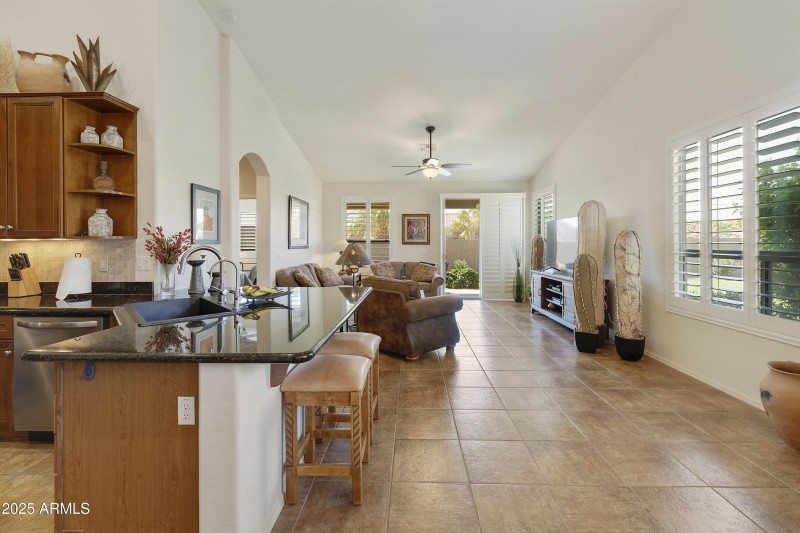 Kitchen with island off Great Room