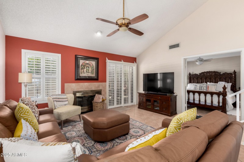 Living room with fireplace