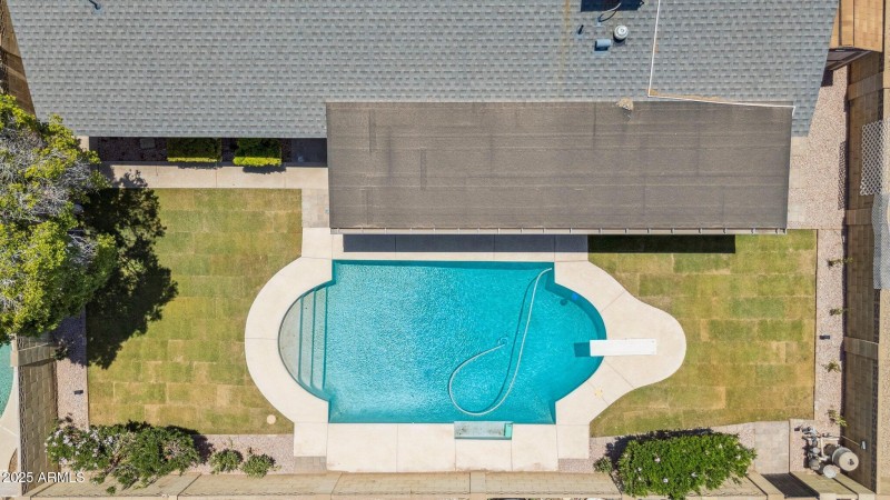 Aerial view of rear yard