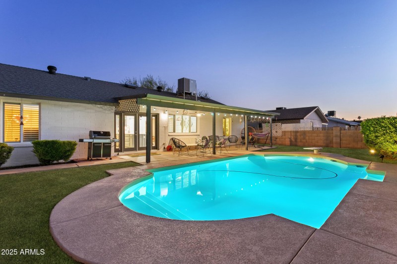 Swimming pool and covered patio