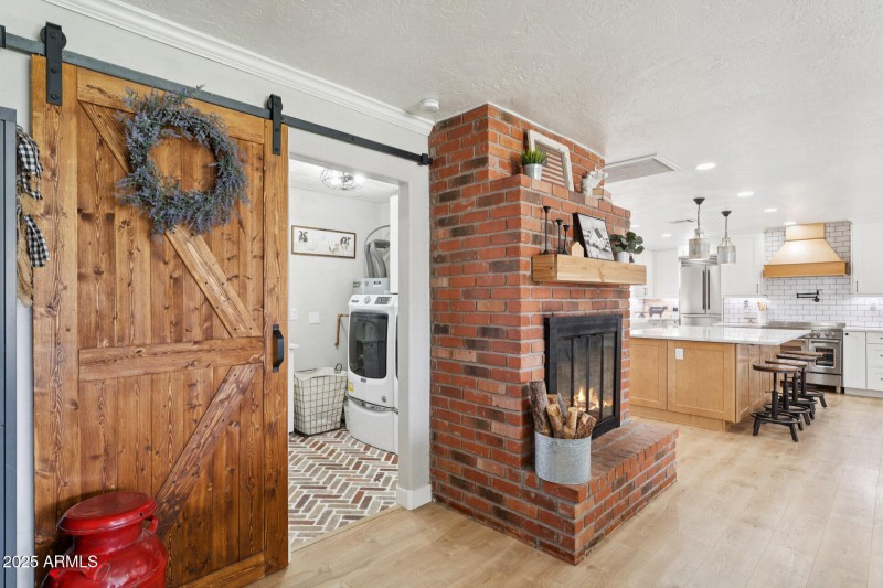 Fireplace/Barn Door Detail