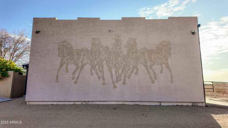 Barn with horses Blue Sky