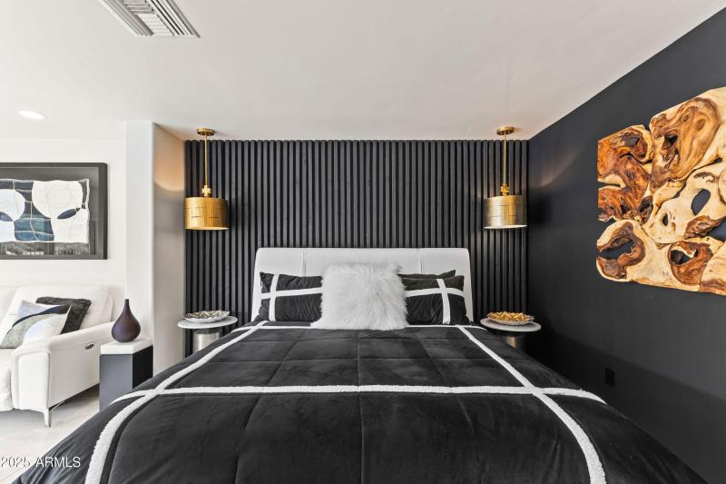 Primary Suite Slated Wood Accent Wall