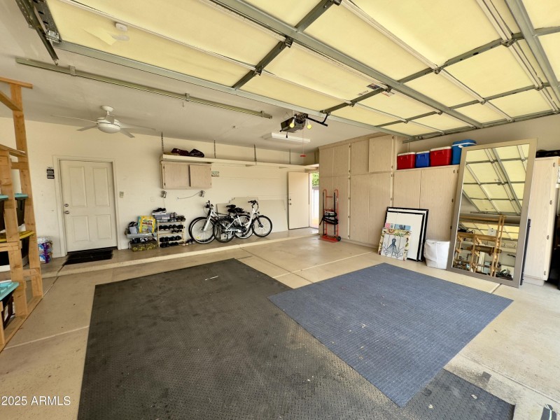Ceiling fan and built in cabinets