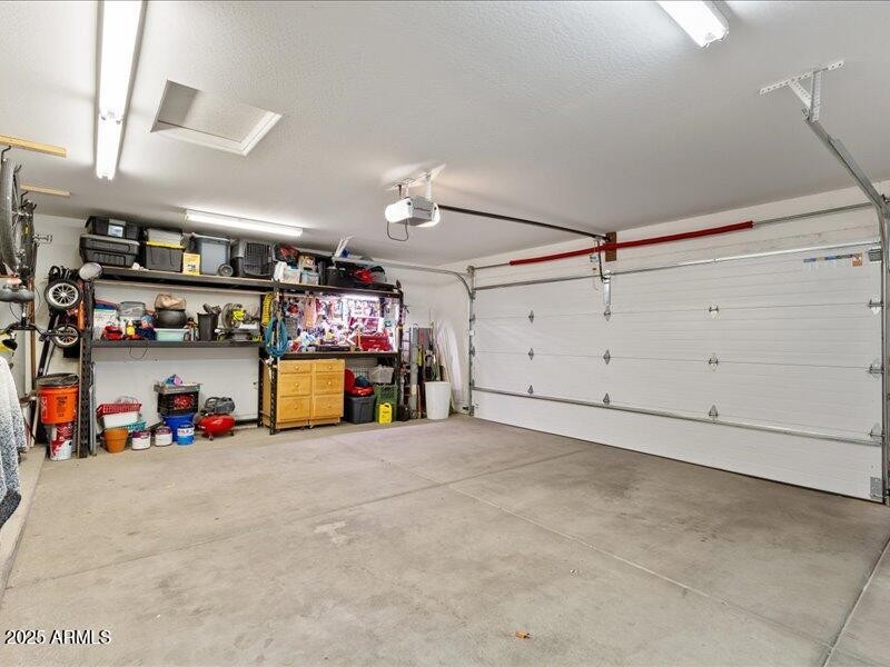 insulated garage with work shop area