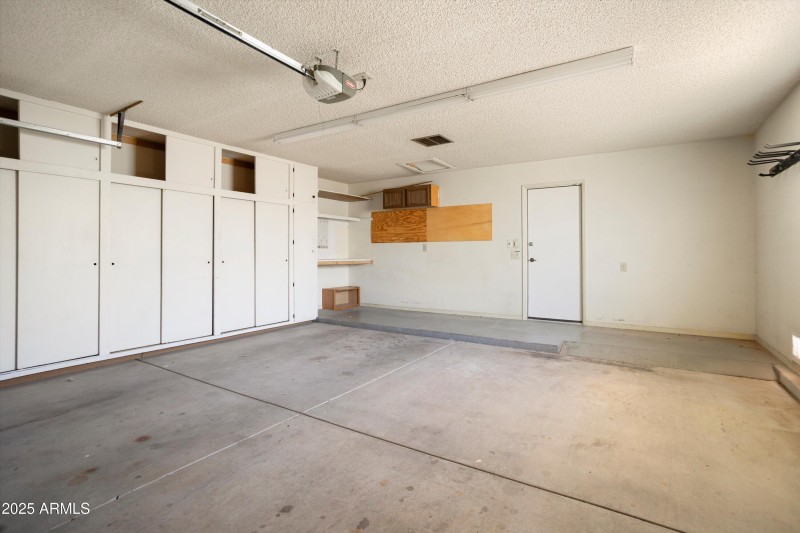 Garage with storage cabinets
