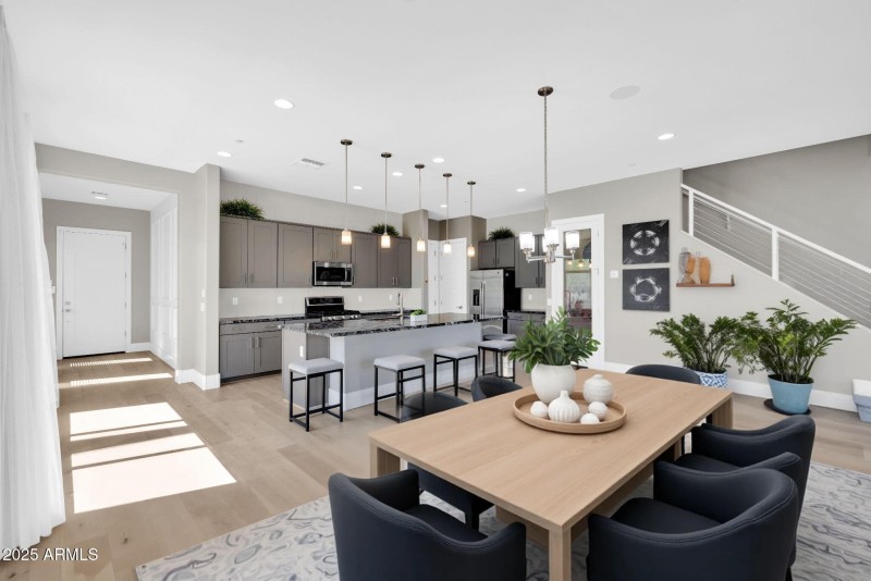Staged dining area