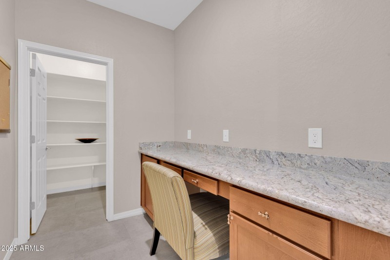 Built in Desk going to the HUGE Pantry