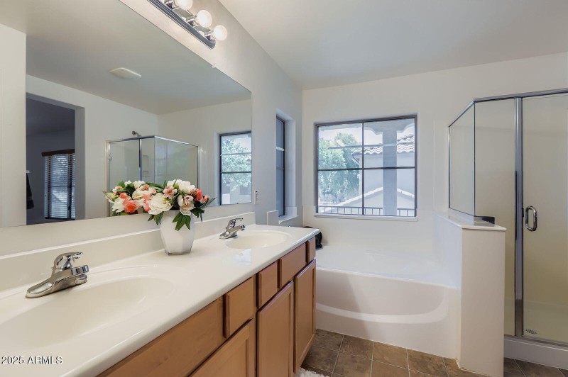 Separate shower and tub