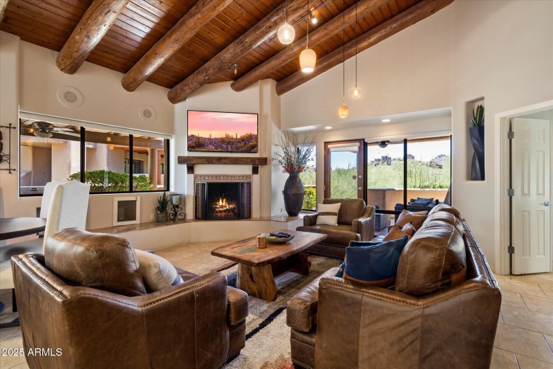 easy entertaining and modern fireplace