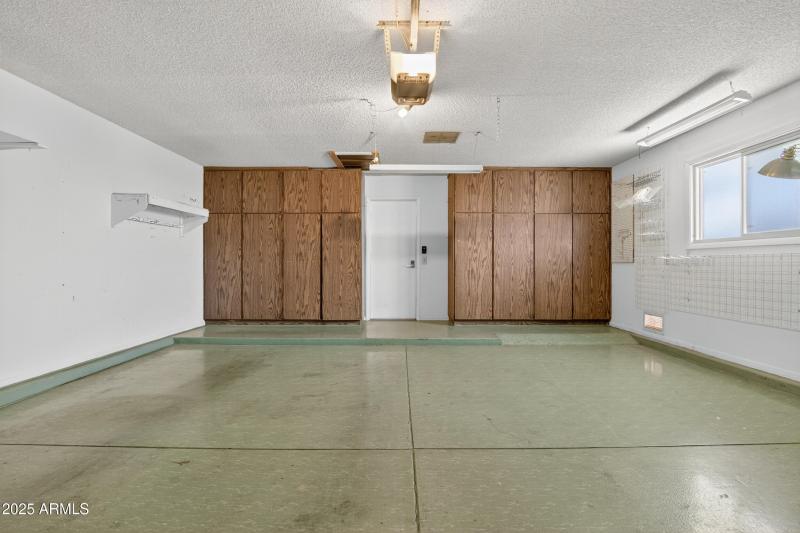 Cabinets at end of garage