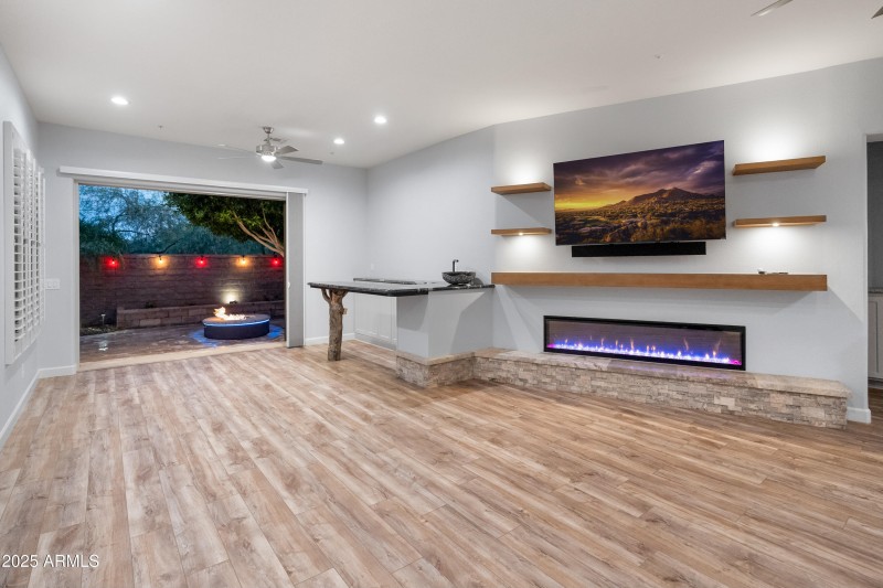 Entertainment wall and bar area
