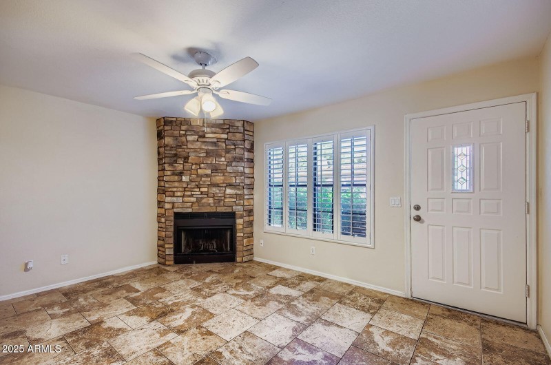 Wood burning fireplace