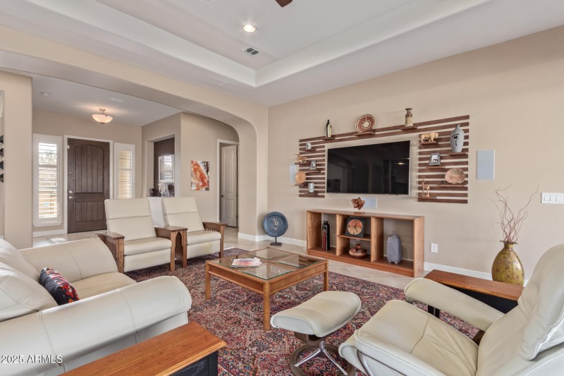 And custom shelving at media wall